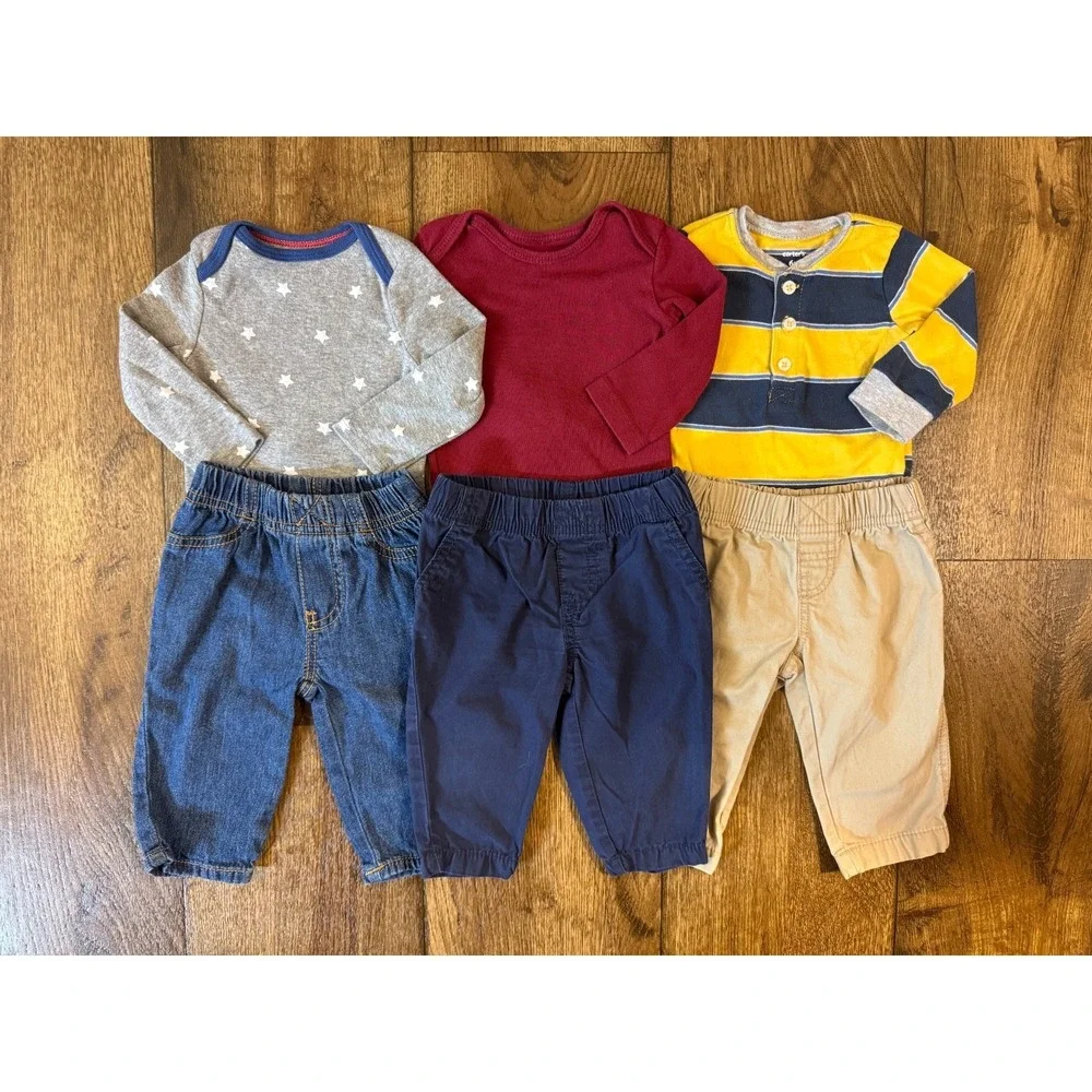 Carters Baby Boy 6 Months Clothes Outfits Jeans Khaki Pants Shirts Bodysuits Lot